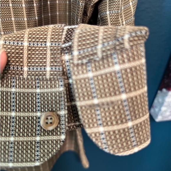Ermenegildo Zegna Men's Brown Checkered Shirt M - Picture 8 of 9